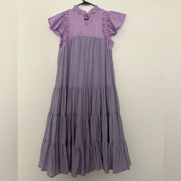 Margo Baridon Tiered Purple Ruffle Dress - Picture 2 of 7